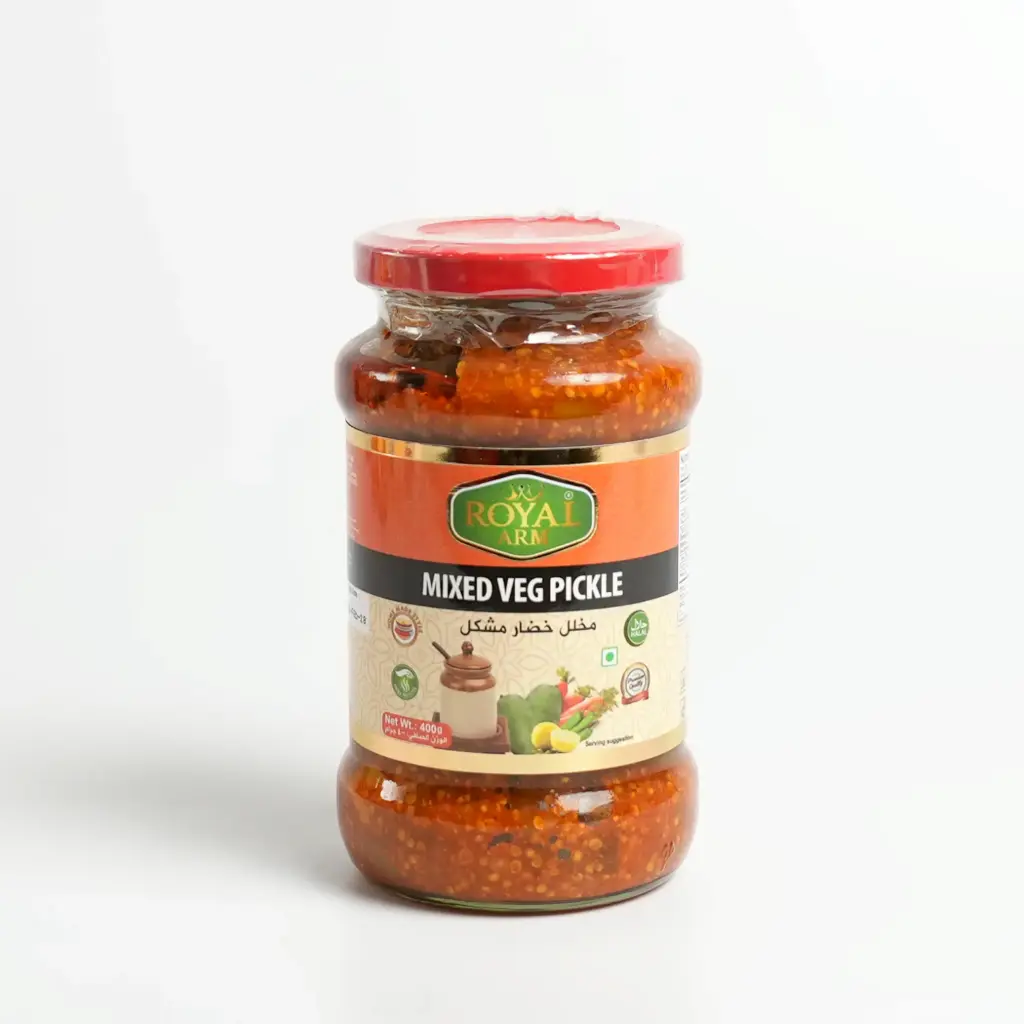 مخلل خضار مشكل زجاج رويال ارم 400 غم 