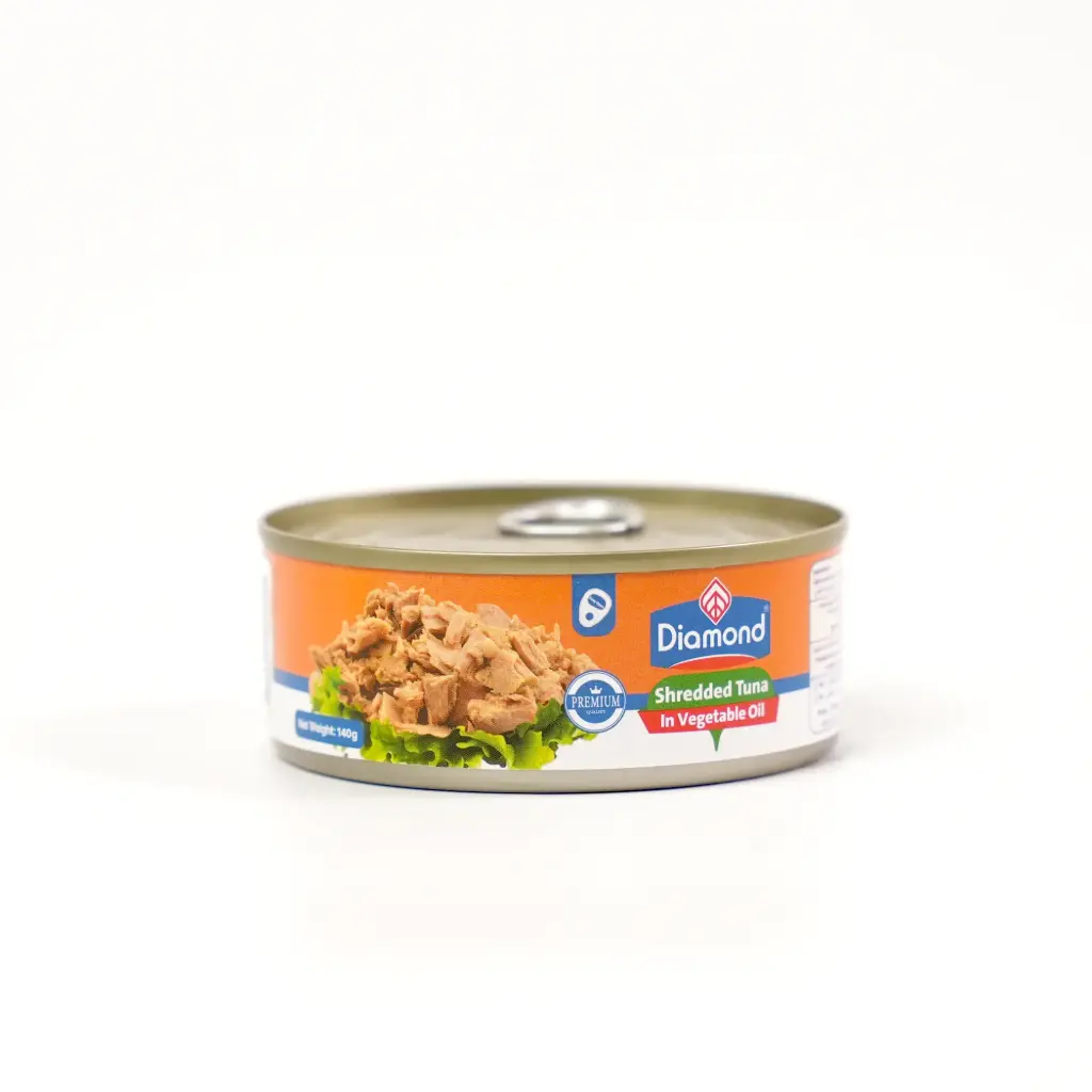 سمك تونا مفتت بالزيت النباتي دايموند 140 غم