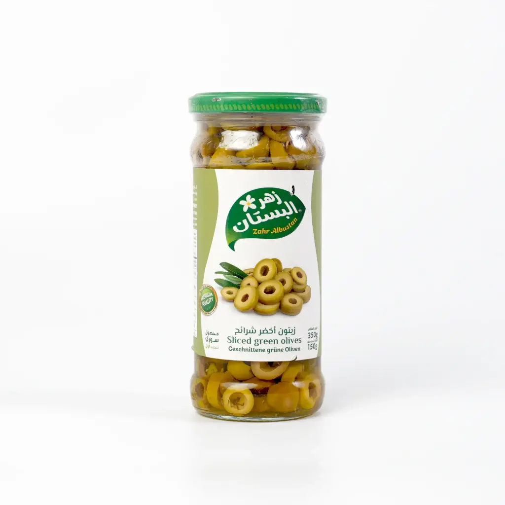 زيتون اخضر شرائح زجاج زهر البستان 370 غم