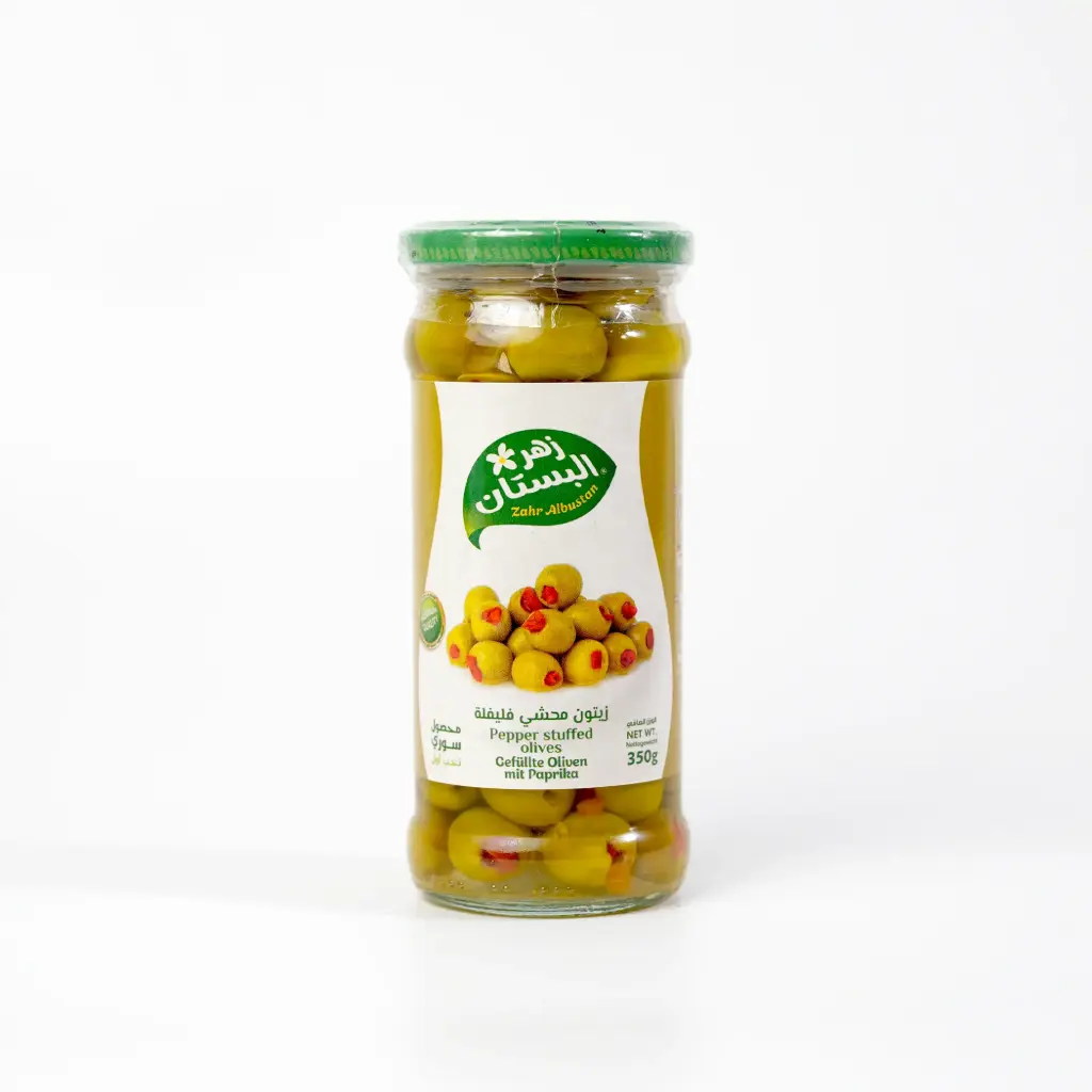 زيتون محشي فليفلة زجاج زهر البستان 370 غم