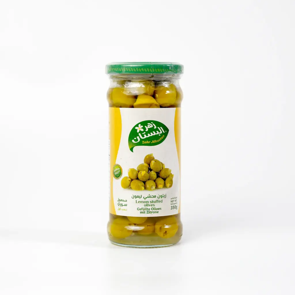 زيتون محشي ليمون زجاج زهر البستان 370 غم