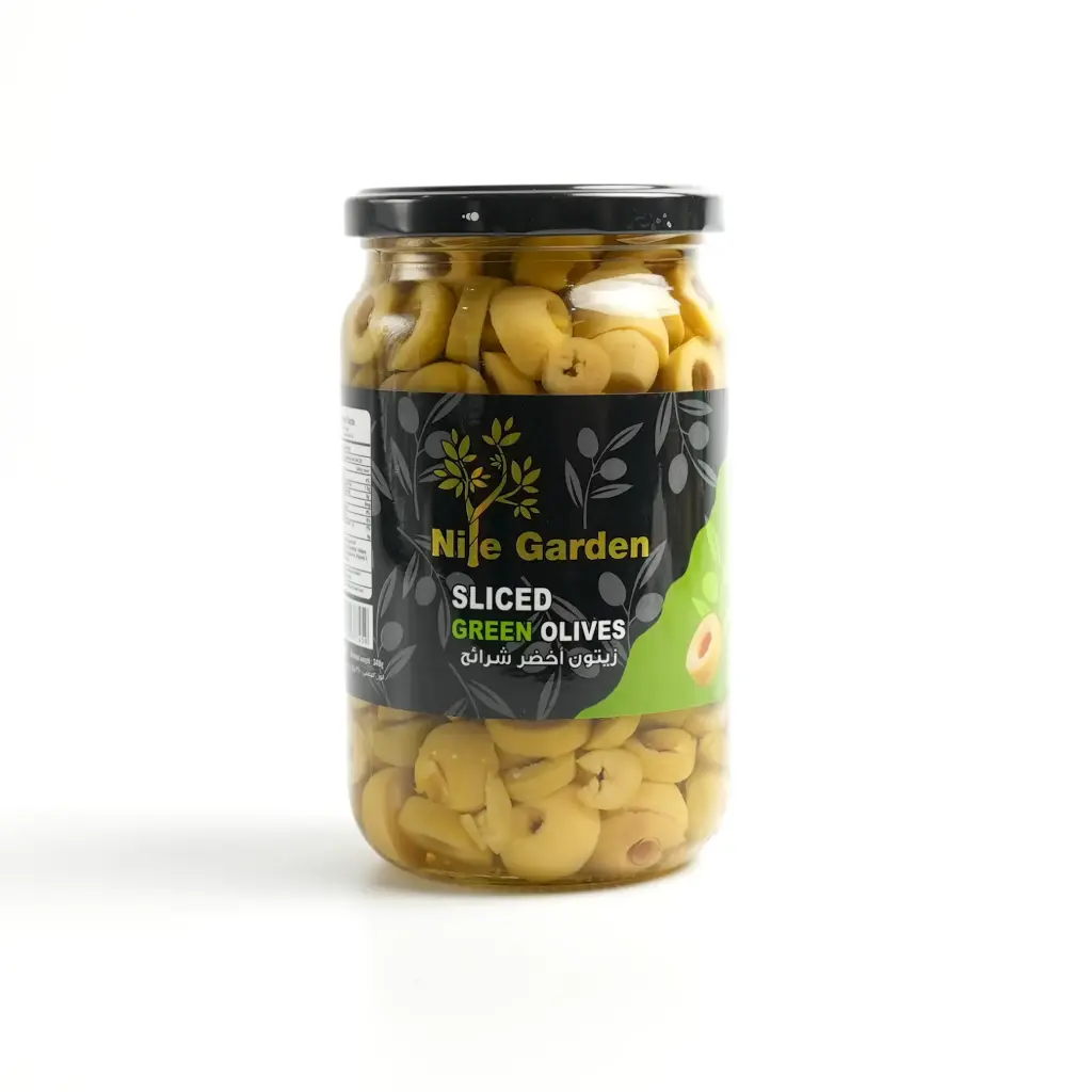 زيتون اخضر شرائح نايل غاردن زجاج 340غم