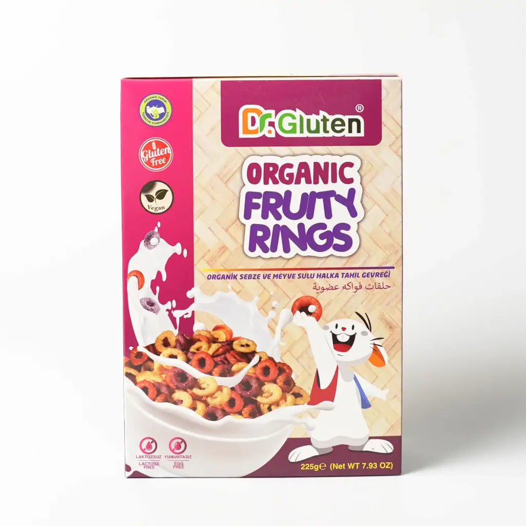 20322 كورن فلكس حلقات فواكة عضوية وخالية من الكيلوتين دكتور جلوتين 200غم