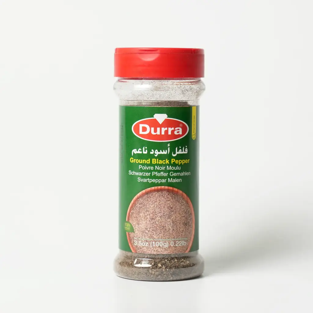 بهارات فلفل اسود ناعم جرة بلاستك الدرة 100 غم