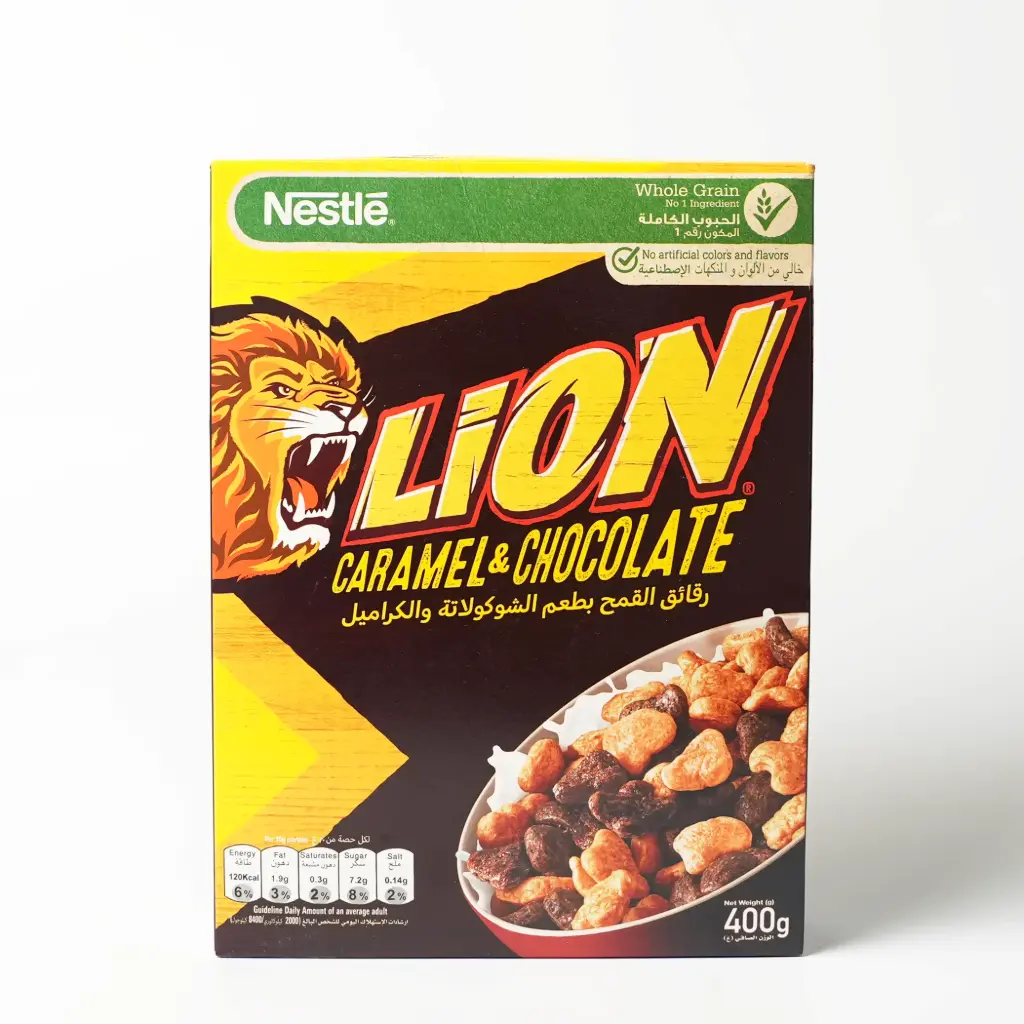 رقائق القمح بطعم الشوكلاتة و الكراميل ليون 400غم