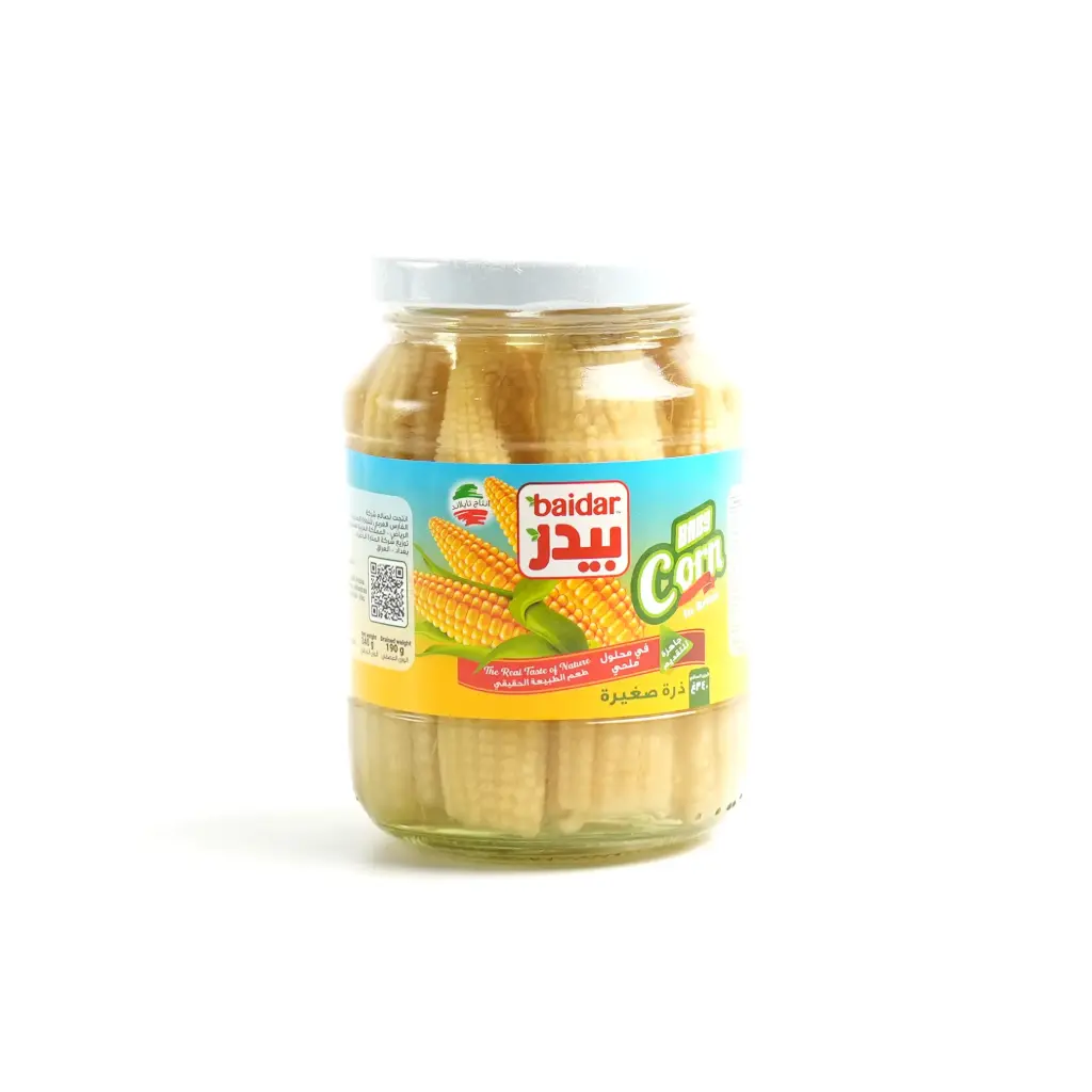 ذرة عرنوص بالماء والملح زجاج اسود بيدر 340 غم