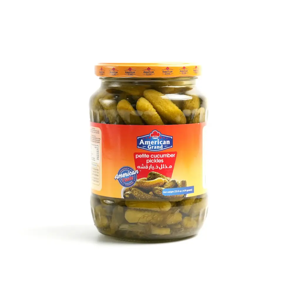 مخلل خيار قشة زجاج امريكان كراند 670 غم