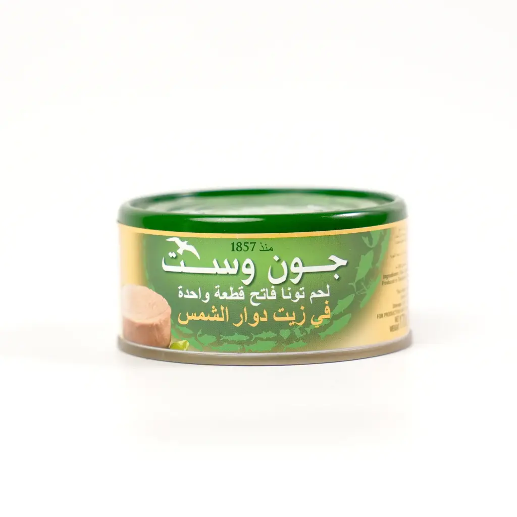 لحم تونا فاتح في زيت دوار الشمس قطعه واحدة سكيب جاك جون وست 170 غم  