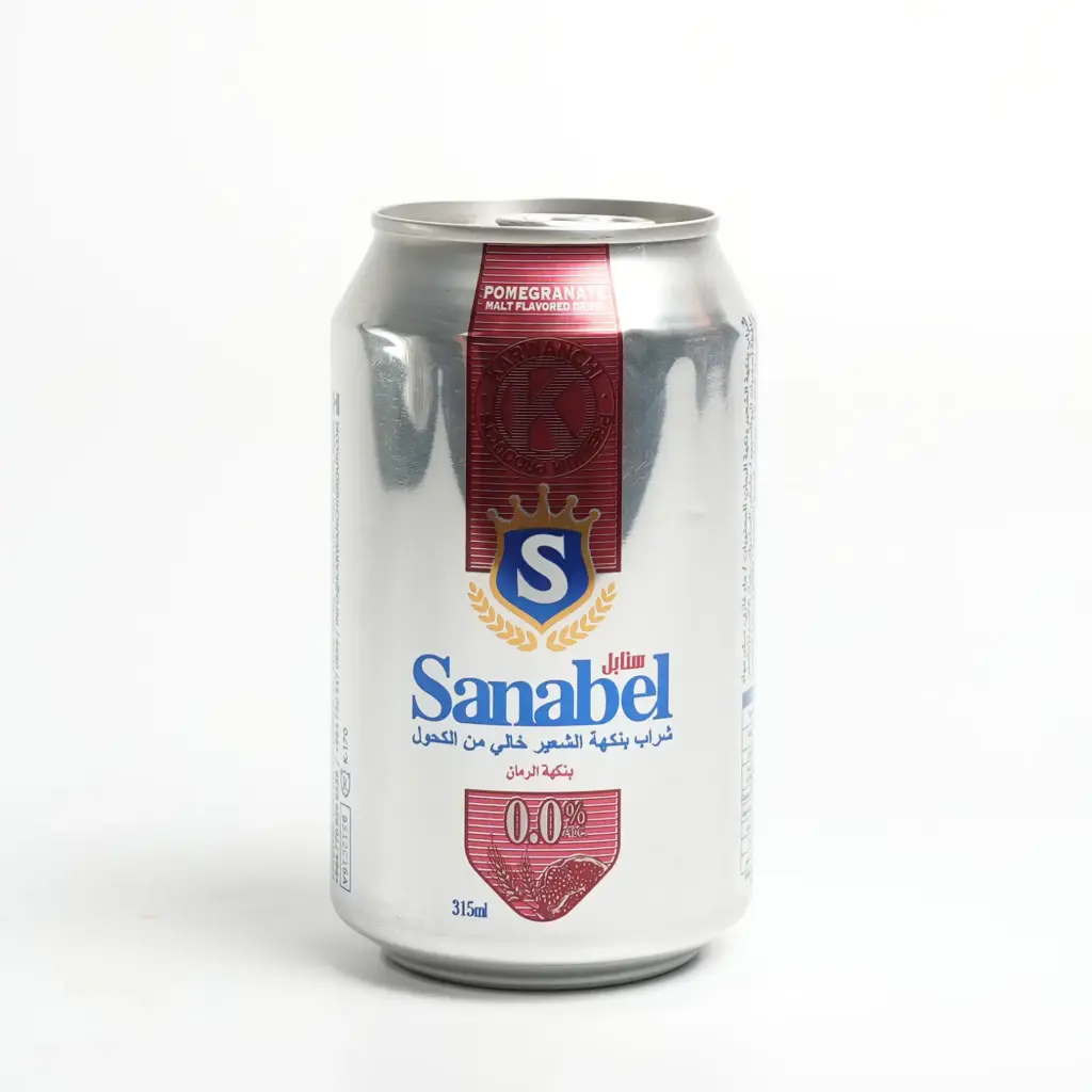 مشروب الشعير بنكهة الرمان علبة معدنية سنابل 315 مل